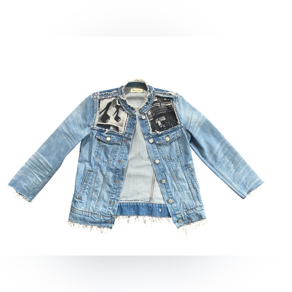 Madewell Women’s Black/White Graphics Jean Jacket Size Small
